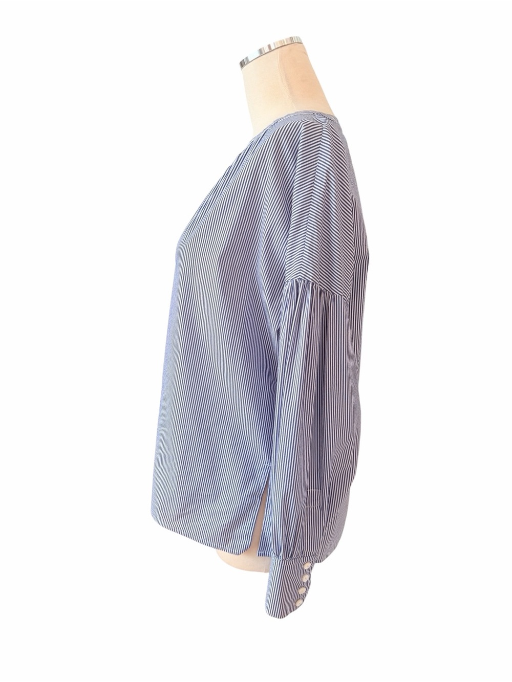 WORTH Blue and White Oversized  Pinstripe V-Neck Tunic Sz S - Picture 4 of 8